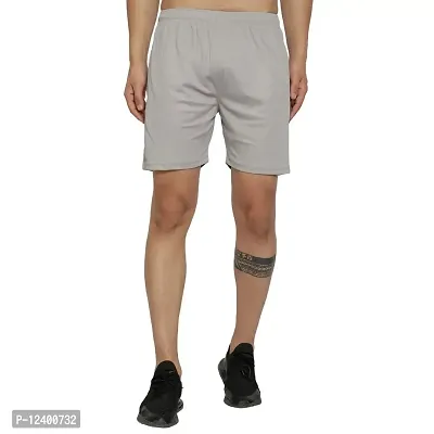 Maned Wolf Men's Regular Fit Shorts - Casual Wear, Gym & Sports Shorts for Men - Lightweight Above Knee Length Shorts for Boys [ Light Grey - M ]-thumb2