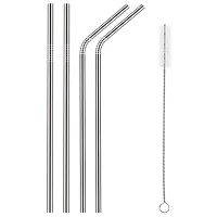 Mejilla Stainless Steel Reusable Drinking Straw With Cleaning Brush- Set of 4-thumb2