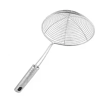 Mejilla Stainless Steel Deep Fry Jhara/ Mesh Laddle Jharni/ Puri Strainer /Wire Skimmer with Handle for Oil Extraction - 10 Inch Handle-thumb3