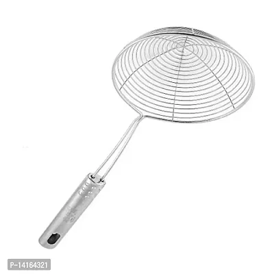 Mejilla Stainless Steel Deep Fry Jhara/ Mesh Laddle Jharni/ Puri Strainer /Wire Skimmer with Handle for Oil Extraction - 10 Inch Handle-thumb4