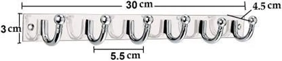 Mejilla 6-Pin Wall Hook Hanger/Khoonti / Hook Rail (chrome finished) Pack Of 1-thumb1