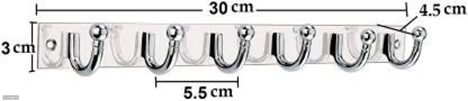 Mejilla 6-Pin Wall Hook Hanger/Khoonti / Hook Rail (chrome finished) Pack Of 1-thumb2