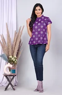 MK3A Purple Cotton Blend Printed Top For Women-thumb4