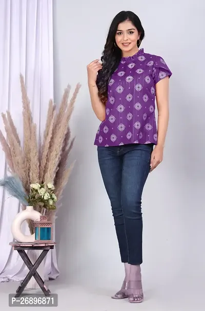 MK3A Purple Cotton Blend Printed Top For Women-thumb5