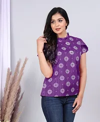 MK3A Purple Cotton Blend Printed Top For Women-thumb1