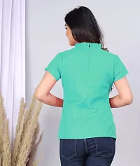 MK3A Turquoise Cotton Blend Solid Top For Women-thumb2