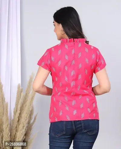 MK3A Pink Cotton Blend Printed Top For Women-thumb3