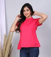 MK3A Pink Cotton Blend Solid Top For Women-thumb1
