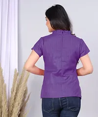 MK3A Purple Cotton Blend Solid Top For Women-thumb3