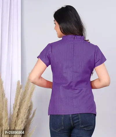 MK3A Purple Cotton Blend Solid Top For Women-thumb4