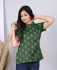 MK3A Green Cotton Blend Printed Top For Women-thumb1