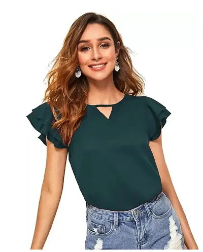 MK3A Casual Layer Short Sleeves Solid Women Top