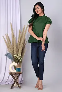 MK3A Green Cotton Blend Solid Top For Women-thumb4