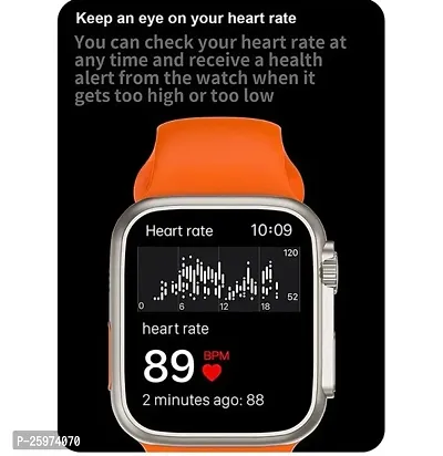 Smart Watch with Advanced Bluetooth Calling, Heart Rate Tracking Smartwatch (Orange Strap, Free)-thumb0