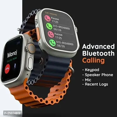 Smart Watch with Advanced Bluetooth Calling, Heart Rate Tracking Smartwatch (Orange Strap, Free)-thumb0