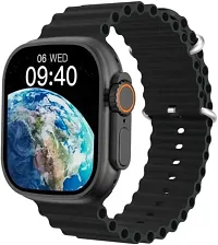 T800 Ultra Smart Watch with Advanced Bluetooth Calling, Heart Rate Tracking Smartwatch (Orange Strap, Free)-thumb1