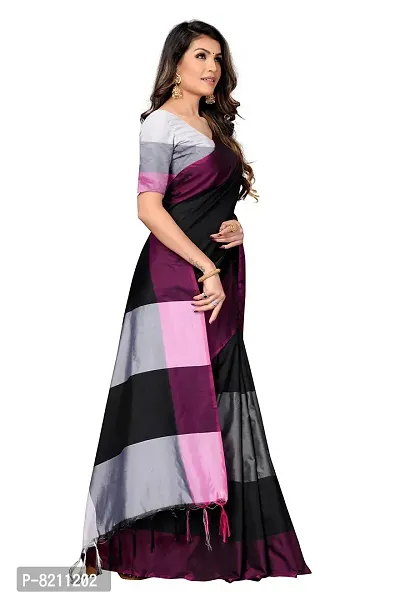 Silk ZoneWomen's Soft Silk Uppada Woven Pattu Black Saree(SZ-AURA-BL-435)-thumb3