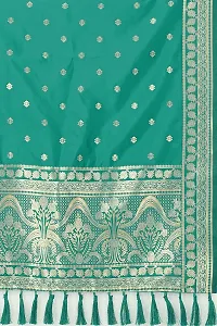 Enthone Women's Woven Ethnic Motifs Banarasi Silk Green Dupatta (SZDPRM-3)-thumb3