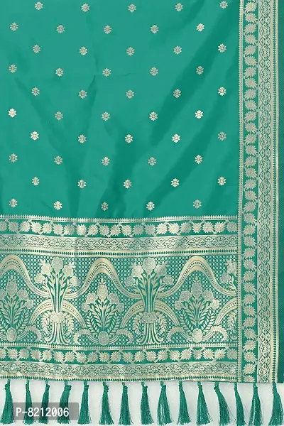 Enthone Women's Woven Ethnic Motifs Banarasi Silk Green Dupatta (SZDPRM-3)-thumb4