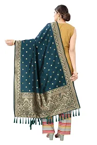 Enthone Women's Woven Ethnic Motifs Banarasi Silk Dark Blue Dupatta (SZDPDB-7)-thumb2
