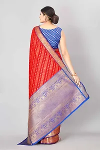 Women's Beautiful Red Woven Design Art Silk Saree with Blouse piece-thumb2