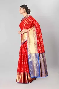 Women's Beautiful Red Woven Design Art Silk Saree with Blouse piece-thumb1