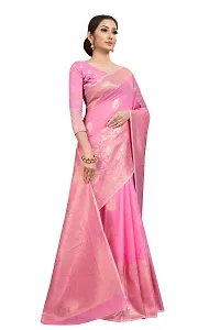 SILK LAND Women's Jamdani Cotton Woven Silk Saree with Blouse Piece (CTN_KAMAL_PINK)-thumb2