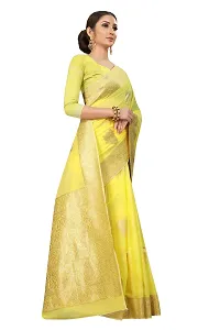 SILK LAND Women's Jamdani Cotton Woven Silk Saree with Blouse Piece (CTN_CORN_YELLOW)-thumb2