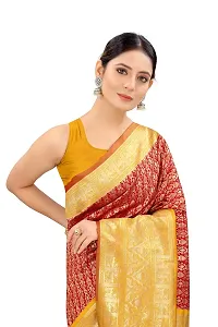Silk Zone Women's Banarasi Art Silk Saree With Unstiched Blouse Piece(SZ-BS27-RD-543)-thumb3