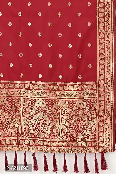 Enthone Women's Woven Ethnic Motifs Banarasi Silk Red Dupatta (SZDPRD-6)-thumb4