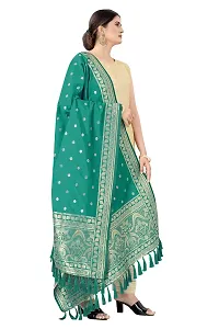 Enthone Women's Woven Ethnic Motifs Banarasi Silk Green Dupatta (SZDPRM-3)-thumb1