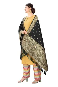 Enthone Women's Woven Ethnic Motifs Banarasi Silk Black Dupatta (SZDPBL-8)-thumb1