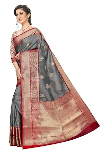 Silk Zone Women's Banarasi art silk Kanjivaram saree With blouse Piece (SZ-CRB2_7 GREY)-thumb2