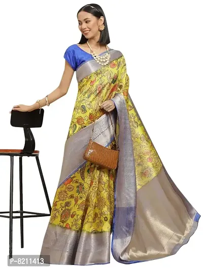 Women's Digital Printed Woven Silk Saree with unstiched blouse piece(SZ-DGCRB2-2-LM-682)-thumb0