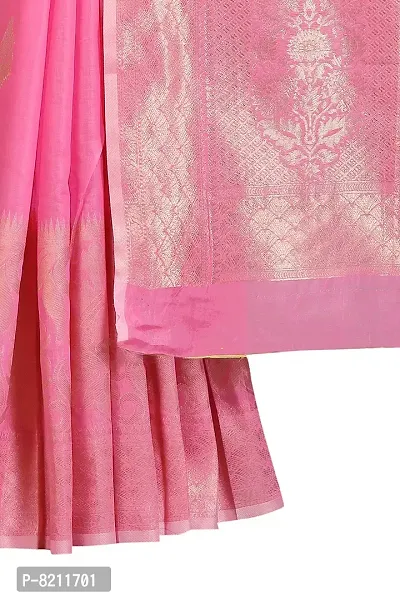 SILK LAND Women's Jamdani Cotton Woven Silk Saree with Blouse Piece (CTN_KAMAL_PINK)-thumb5