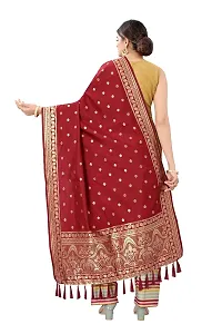Enthone Women's Woven Ethnic Motifs Banarasi Silk Red Dupatta (SZDPRD-6)-thumb2