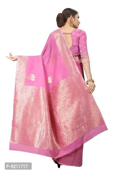 Enthone Women's Woven Cotton Saree With Blouse Piece (CTN_1_PINK_Pink)-thumb2