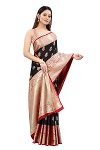 Enthone Women's Kanchipuram Silk Saree With Blouse Piece (SZ-CRB6-BL-601_Black)-thumb3