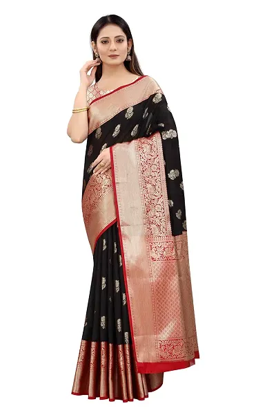 Enthone Women's Kanjiwaram Silk Woven Saree With Unstiched Blouse Piece(SZ-CRB6)