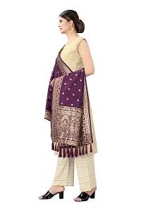 Enthone Women's Woven Ethnic Motifs Banarasi Silk Purple Dupatta (SZDPWN-2)-thumb1