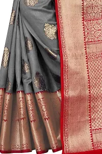 Silk Zone Women's Banarasi art silk Kanjivaram saree With blouse Piece (SZ-CRB2_7 GREY)-thumb1