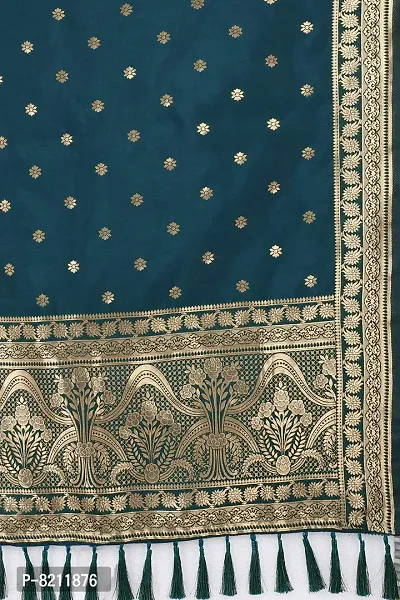 Enthone Women's Woven Ethnic Motifs Banarasi Silk Dark Blue Dupatta (SZDPDB-7)-thumb4