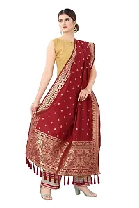 Enthone Women's Woven Ethnic Motifs Banarasi Silk Red Dupatta (SZDPRD-6)-thumb1