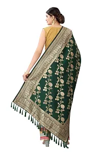 Enthone Women's Woven Floral Banarasi Silk Dark Green Dupatta (SZDPDG-20)-thumb2
