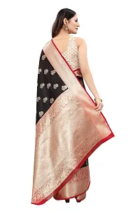 Enthone Women's Kanchipuram Silk Saree With Blouse Piece (SZ-CRB6-BL-601_Black)-thumb1