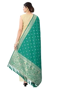 Enthone Women's Woven Ethnic Motifs Banarasi Silk Green Dupatta (SZDPRM-3)-thumb2