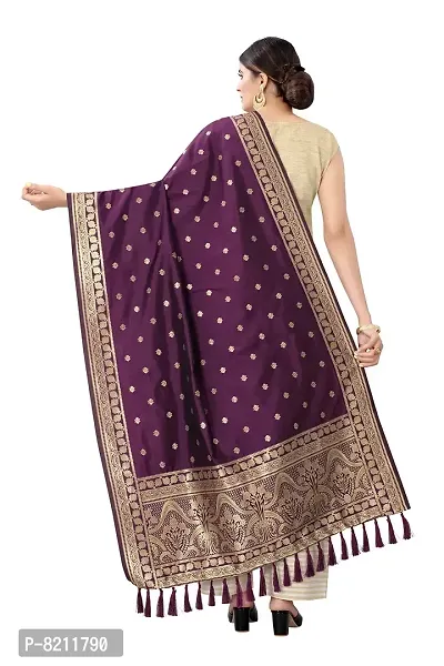 Enthone Women's Woven Ethnic Motifs Banarasi Silk Purple Dupatta (SZDPWN-2)-thumb3