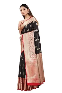 Enthone Women's Kanchipuram Silk Saree With Blouse Piece (SZ-CRB6-BL-601_Black)-thumb2