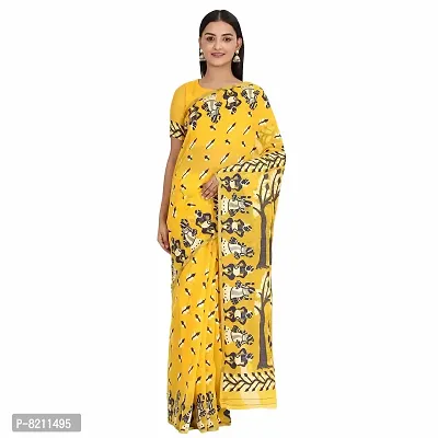 Silk Zone Women's Pure Cotton Woven Jamdani Yellow Saree (SZLEDY-YELW-343)-thumb0