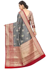Silk Zone Women's Banarasi art silk Kanjivaram saree With blouse Piece (SZ-CRB2_7 GREY)-thumb3
